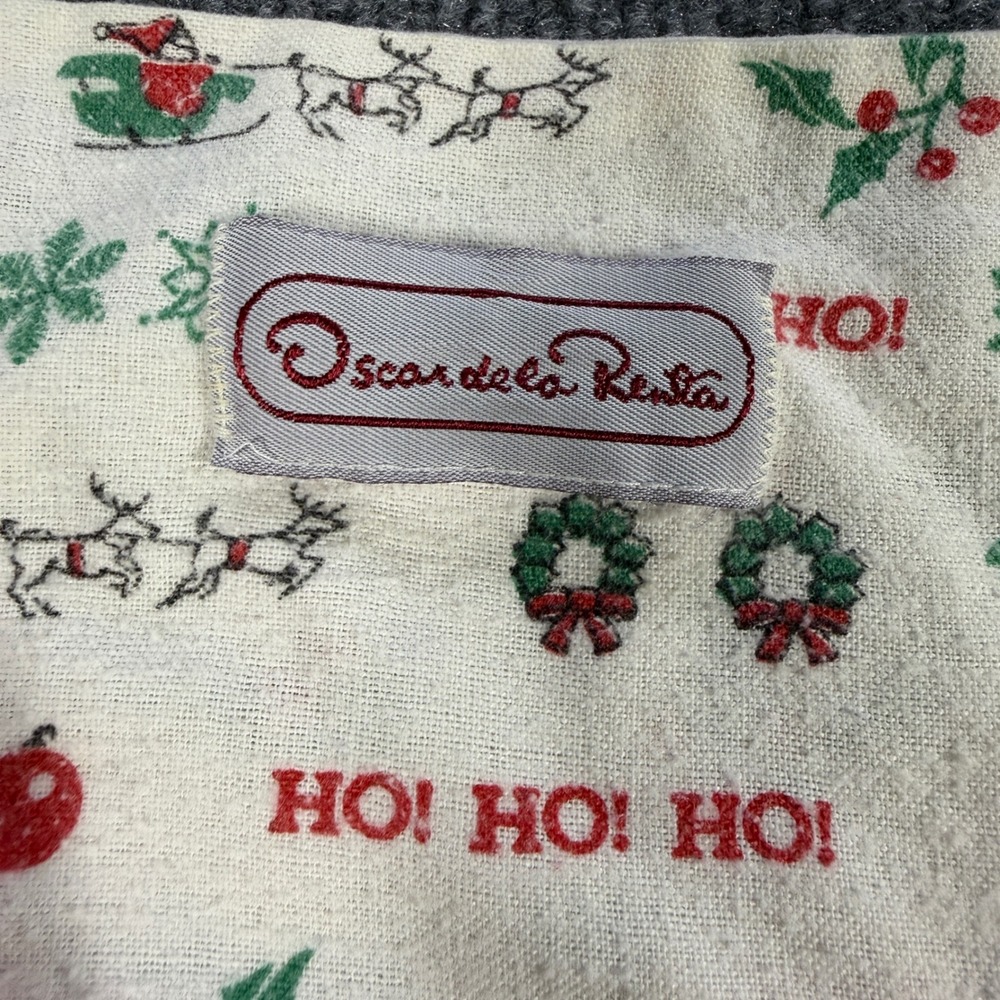 Vintage Oscar de la Renta Christmas Flannel Nightgown White Red L Grandmacore - Picture 6 of 9